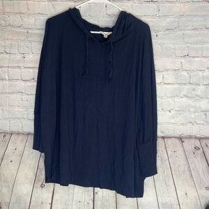 Terry Sky hooded bat wing top Navy blue size 2X 20W-22W